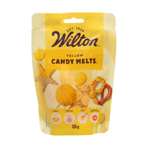 Wilton Candy Melts Amarillo Caramelos para Derretir con Sabor Dulce y Cremoso para Moldear, Sumergir y Decorar, Optimas para Cake Pops, Dulces, Tartas y Postres Revestidos, 125 g