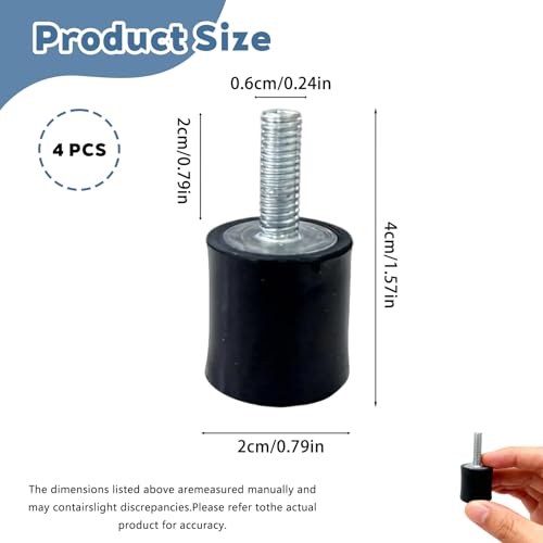 4 Stück Gummipuffer M6 Schwingungsisolatoren Gummi schwingungsdämpfer 20 mm x 20 mm, Vibrationsdämpfer Silentblock m6 für Fitnessgeräte, Klimaanlagen, Motoren und mehr (Sockel Stecker 4PCS)