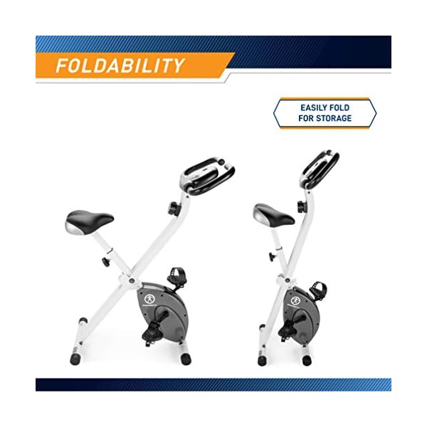Marcy Foldable Exercise Bike with Adjustable Resistance for Cardio Workout and Strength Training NS-652