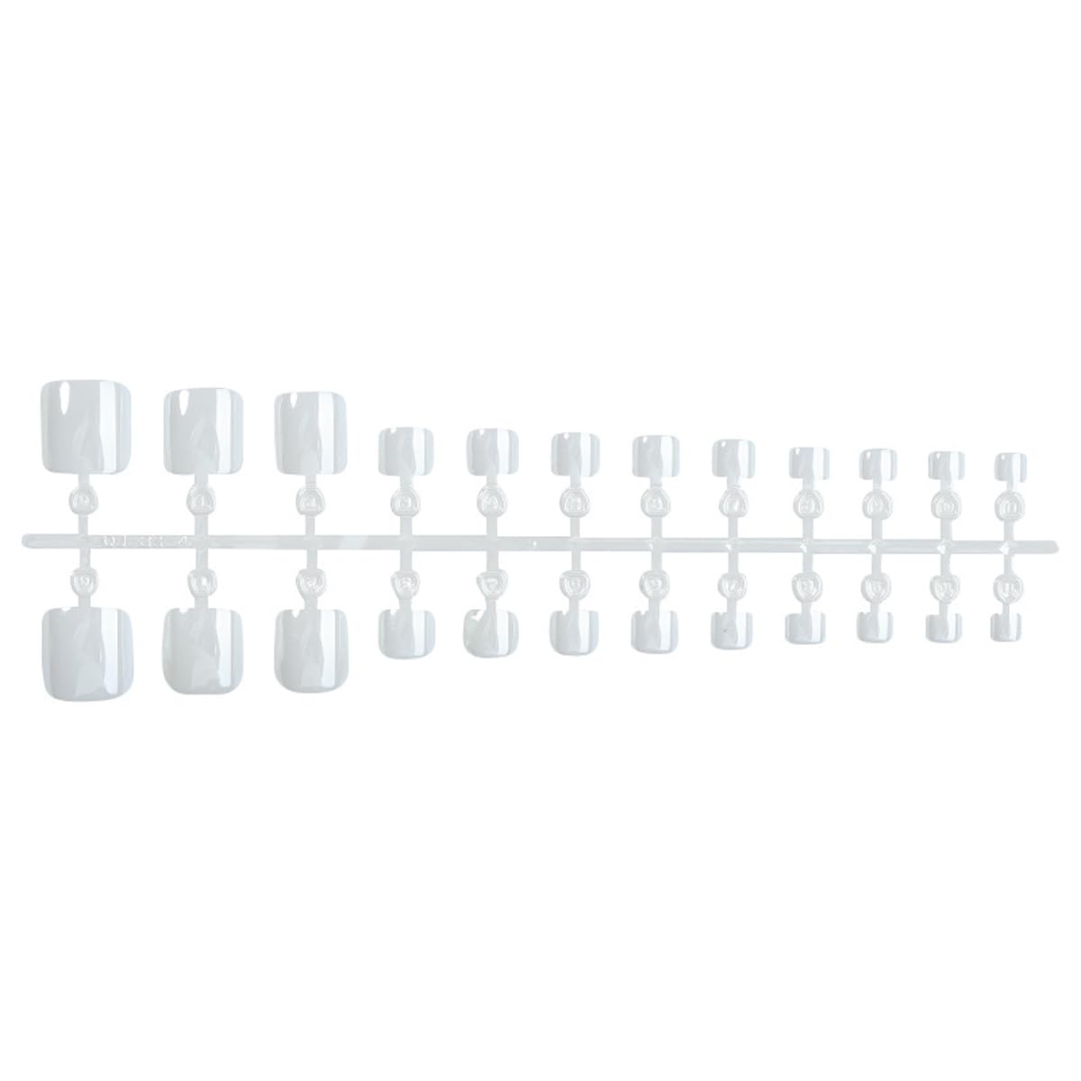 Milky White Press on Toenails - Chrome Short Square Fake Toe Nails, Simple Minimalist Reusable False Toenails for Summer Pedicure 12 Sizes - 24 Pcs