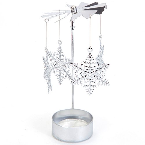Bits And Pieces - 5 Inch Rotating Snowflake Tealight Candle Holder - Spinning Scandinavian Design Tea Light #TOP6