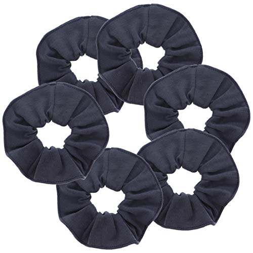 Motique Accessories Large Scrunchies for Women, Pack of 6, Dark Grey
