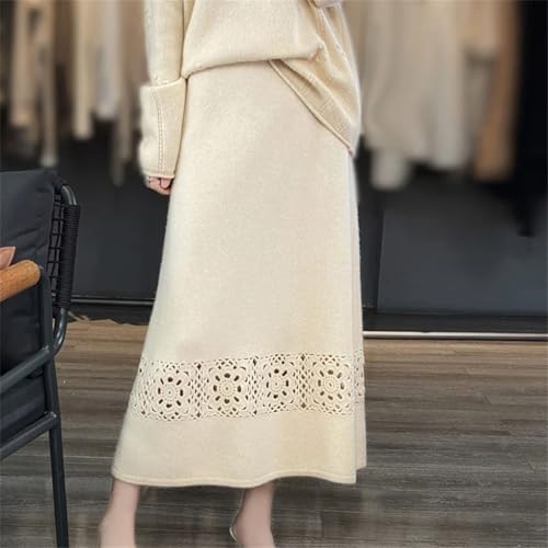 Wool Skirt Women A-Line Knitted One-Step Umbrella Thicken Hook Flower Solid4