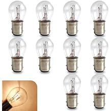 Pack-10 Car 1157 Halogen Brake Lights, BAY15D High and Low Foot Double Filament High Brightness Steady Lighting Bulb, P21/5W S25 Double Contact Plug and Play Bulb, Universal for Cars White