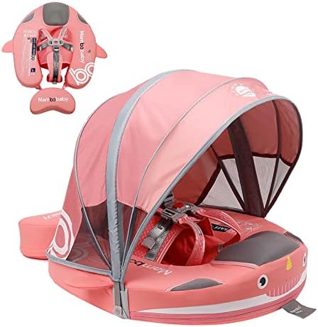 Mambobaby Float Non-Inflatable Baby Pool Float with UPF 50+ Canopy and Tail
