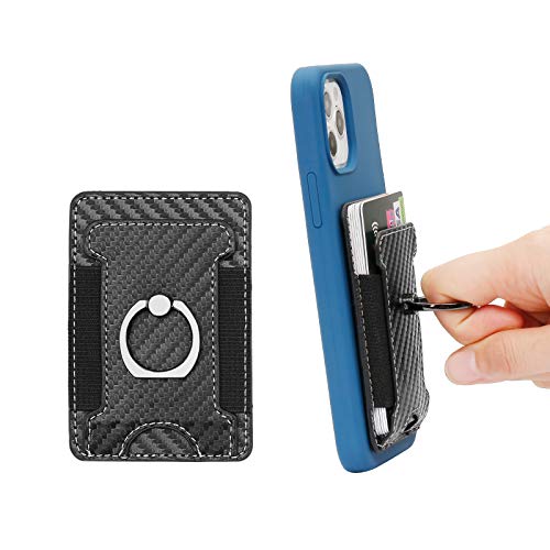 Card Holder for Back of Phone with Ring Stand Ultra Slim Phone Wallet Stick On Cell Phone for iPhone and Android Smartphones