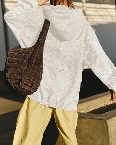 Gacaky Womens Oversized Fleece Pullover Casual Fall Winter Warm Side Zipper Slit Button Down Hoodies Fashion Outfits Clothes2