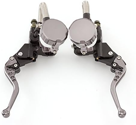 Universal 7/8" 22mm Motorcycle Master Cylinder Dual Hydraulic Brake Clutch Lever Reservoir Pump Set for 125cc-500cc Motorcycles/Sport bike/Street bike/Scooter