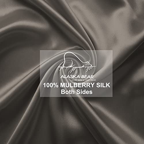 Alaska Bear Silk Pillowcase For Hair Care Gentle Mulberry Silk Anti Face Skin Wrinkle Pillow Slip Cover Standard Size With Concealed Zipper (1Pc, Charcoal) #TOP3