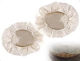 Emezddo Juego de 2 insertos de lino para cestas de fermentación, paño de lino lavable, paño de masa con banda elástica, accesorios para hornear pan, pan, alimentos y ollas (redondo, 25 x 8 cm)