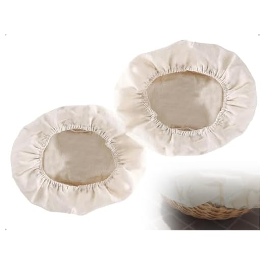 Emezddo Juego de 2 insertos de lino para cestas de fermentación, paño de lino lavable, paño de masa con banda elástica, accesorios para hornear pan, pan, alimentos y ollas (redondo, 25 x 8 cm)
