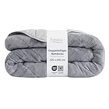 Formeya Doppelseitig Bettdecke 2240x240 | Weich & Pflegeleicht | Steppdecke für alle Jahreszeiten, Atmungsaktiv, Wellsoft Schlafdecke ohne Bezug | Große Duvet in Grau