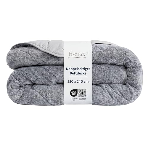 Formeya Doppelseitig Bettdecke 2240x240 | Weich & Pflegeleicht | Steppdecke für alle Jahreszeiten, Atmungsaktiv, Wellsoft Schlafdecke ohne Bezug | Große Duvet in Grau