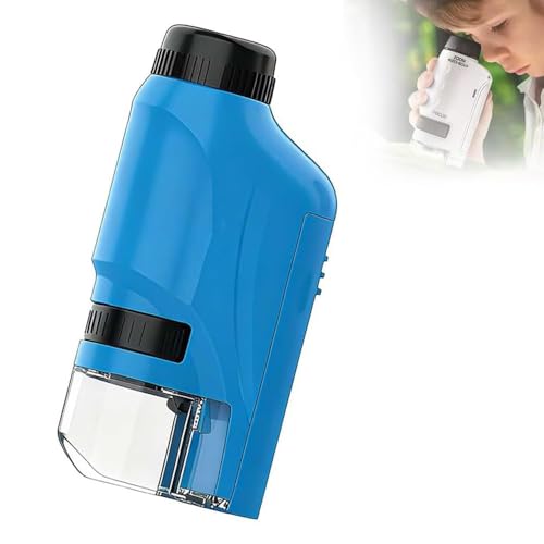 Image of Mini Microscope, 2026 New Pocket Microscope for Kids, Portable Handheld Kids Microscope Mini Scope Educational Science Kits with LED Light 60X-120X (Blue)