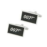 JAMES BOND 007 Silvertone/Black Enamel Metal CUFFLINKS