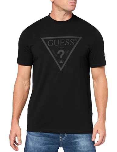 Guess Mens Eco Tonal Logo Short Sleeve T-Shirt, Jet Black, Small