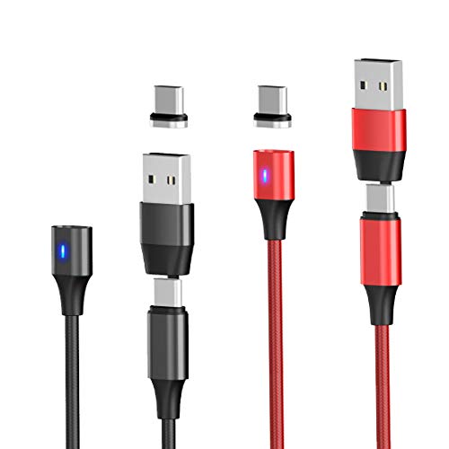 2本セット(1m+2m)+2枚Type-C端子 USB-A USB-C 両用 PD 60W QC4.0/3.0 急速 充電 対応 マグネット ケーブル 磁気 着脱式 スマホ TYPE-C micro-usb Iphone 汎用 防塵 Android タイプ