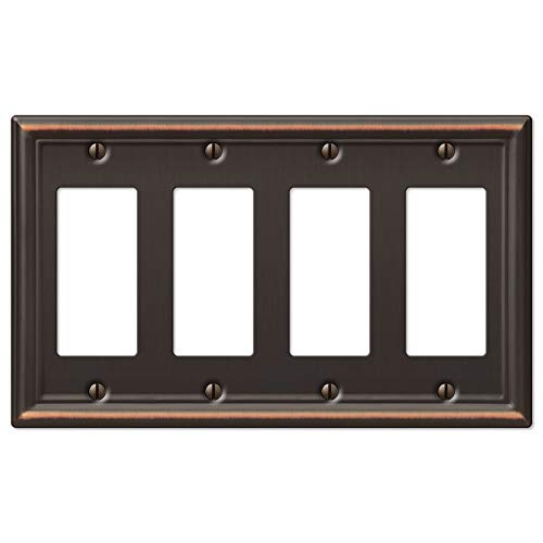 Image of Amerelle 149R4DB Chelsea Wallplate, 4 Rocker, Steel, Aged Bronze, 1-Pack