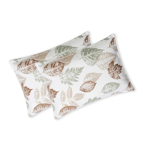 Image of Skyla Bedsheet for Double Bed| King Size 400 TC Cotton| 108 * 108 Inch Bedsheet|King Size Bedsheet with 2 Pillow Covers(Falling Leaves)
