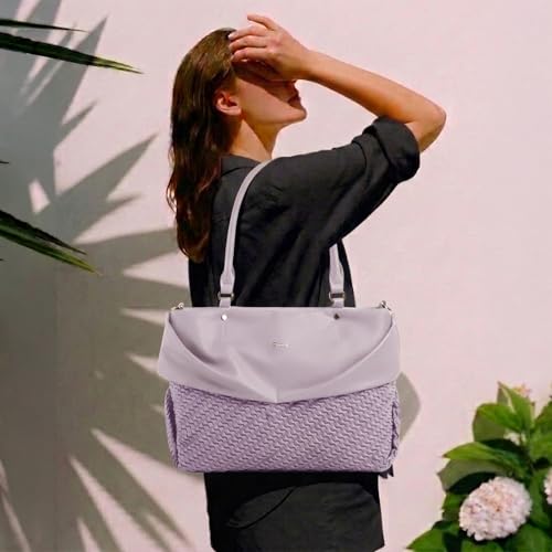 Image of EXOTIC Virelle Textured Dual Panel Handbag for Women | Spacious Multi-Compartment Carryall | Shoulder Carry with Adjustable Sling Strap | Premium PU Leather Purse