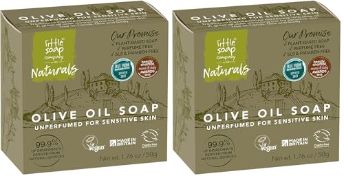 Little Soap Company Olive Oil Mini Soap Bar (50g x 1) | Natural, Vegan, Cruelty-Free, eco friendly & No SLS or Parabens | Body, Face & Hand Soap for Sensitive Skin | Ideal for Travel or Gift for her