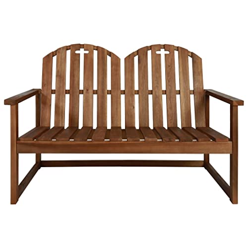 Banco de jardín de madera de acacia de 110 cm para exterior con respaldo 4