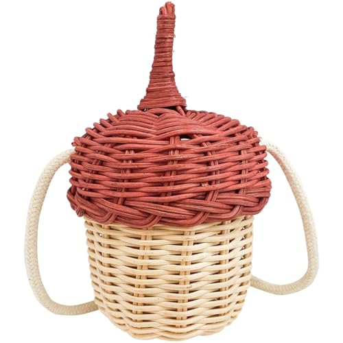 CALLARON Bolsa de bellotas reales para coleccionar setas cestas rústicas trenzadas cesta de alimentación de búsqueda de hongos cesta pequeña cesta tejida bolsa de cesta de hilo de algodón bolsa tejida
