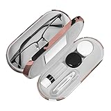 KENOBEE Brillenetui, Kontaktlinsenbehälter mit Spiegel, Pinzette und Saugnapf, Tragbar Doppelseitiges 2 in 1 Brillenetui Kontaktlinsenetui für Brillen Sollenbrillen Lesebrillen Kontaktlinsen