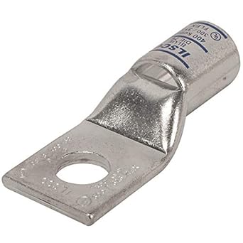 Ilsco SureCrimp Copper Compression Lugs, Standard Barrel, 1-Hole, w/Sight Hole, Wire Size: 400 kcmil / 300kcmil Flex, Bolt/Stud Size: 1/2, 6pk