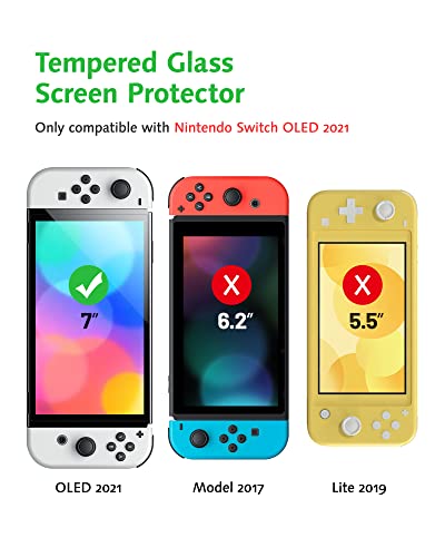 Bioton Tempered Glass Screen Protector Compatible With Nintendo Switch Oled Model 2021 [Ez Kit] [Automatic Alignment] - 2 Pack #TOP5