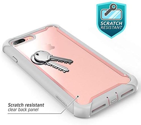 i-Blason Case for iPhone 8 Plus/iPhone 7 Plus, [Ares] Full-Body Rugged Clear Bumper Case with Built-in Screen Protector (Pink)