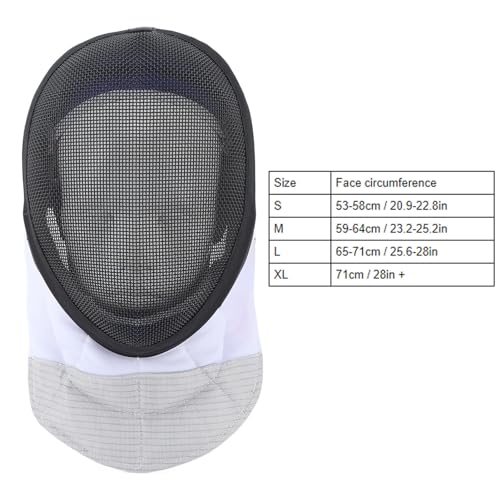 SIXRUN Fechtmaske, CE 350N Zertifiziert, Metallgewebe mit Gepolstertem Latz, Wasserdichtes Futter, Schwarz, Größen S-XL