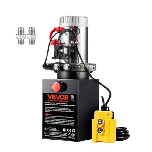 VEVOR Hydraulic Pump DC 12V 6L Double Acting Hydraulic Unit Oil Flow 3.44L/min Max. Discharge Pressure 22MPa for Dump Truck, Aerial Aerial Aerial Lift, Trailer Lifting, Tennage