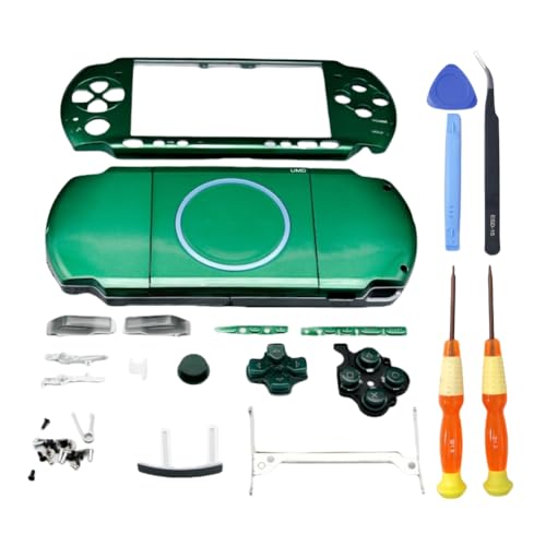 Image of Hzxkqmil Replacement Housing Shell Full Kit Faceplate Case Cover Repair Parts for Sony PSP 3000 PSP3000 Console (Green)
