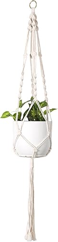 LuckyOpt Colgador de plantas de macramé, soporte colgante hecho a mano, macetas colgantes para plantas y flores en macetas de interiores y