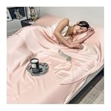 DHJKFU Hüttenschlafsack Ultralight Schlafsack Liner 130x210cm bis 210x210cm Tencel Reisedecke Innenschlafsack für Backpacking, Hostels, Hütten Camping(Pink,160x210cm - 63'x82')