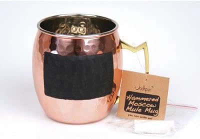 Jodhpuri 16-Ounce Copper Moscow Mule Mugs with Chalk (Hammered)