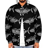 Tuna Fish Mens Baseball Jacket Lightweight Letterman Bomber Jacket S