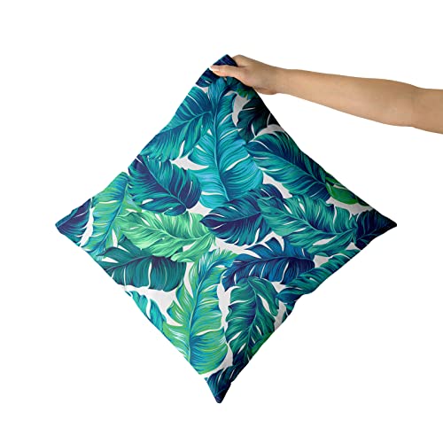Tropical Leaves Pillow Covers 18X18 Inch Summer Decorative Green Palm Leaf Throw Pillow Covers Set Of 2 Soft Cotton Pillow Case Square Cushion Covers For Home Couch Sofa Patio Bedroom #TOP5