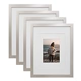 KINLINK 11x14 Picture Frames Silver - Wood Frames with Acrylic Plexiglass for Pictures 5x7/8x10 with