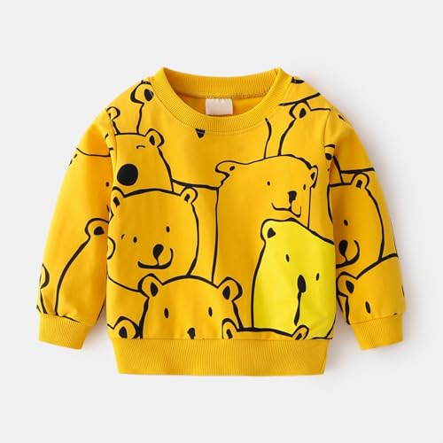 Kids Boys Cute Bear Sweatshirts Long Sleeve Crewneck Fashion Y2K Cotton Pullover Shirts Fall Winter Warm Clothes3