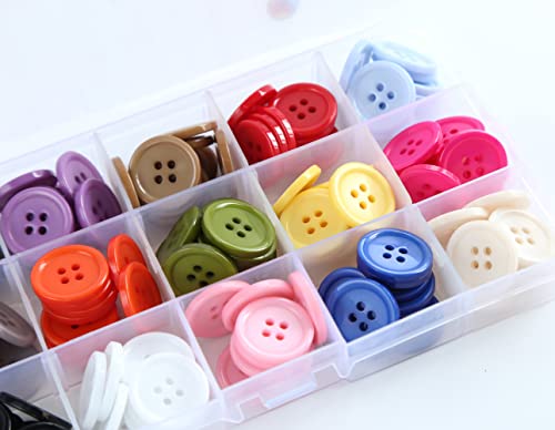 Ganssia 13/16 Inch (20Mm) Buttons Assorted Colors Sewing Flatback Button For Diy Craft Scrapbooking 15 Colors Mixed Pack Of 150 Pcs With Box #TOP2