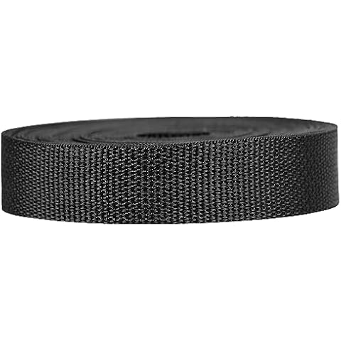 Strapworks Lightweight Polypropylene Webbing - Poly Strapping for Outdoor DIY Gear Repair, Pet Collars, Crafts - 1 Inch x 50 Yards - Black Cover