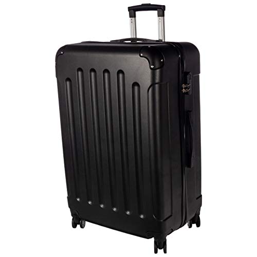 Preisvergleich Produktbild Smartfox Hartschalenkoffer Trolley Rollkoffer Reisekoffer Gepäck mit Zahlenschloss und 4 Zwillingsrollen Größe XL in schwarz