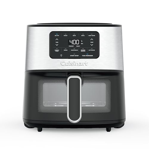 Cuisinart Air Fryer, 6-Quart Basket Large Fryer with 5 Cooking Functions to Roast, Bake, Broil, Air Fry and Keep Warm, 5 Airfryer Presets, Dishwasher-Safe Parts, AIR-200NAS, Stainless Steel & Black by Cuisinart - Used condition - US$73.54