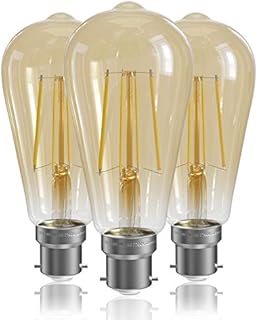 QNINE Dimmable Bayonet Light Bulb, 6W (60W Equivalent), 600lm, Warm White 2700K, LED Filament Bulb, 3-Pack