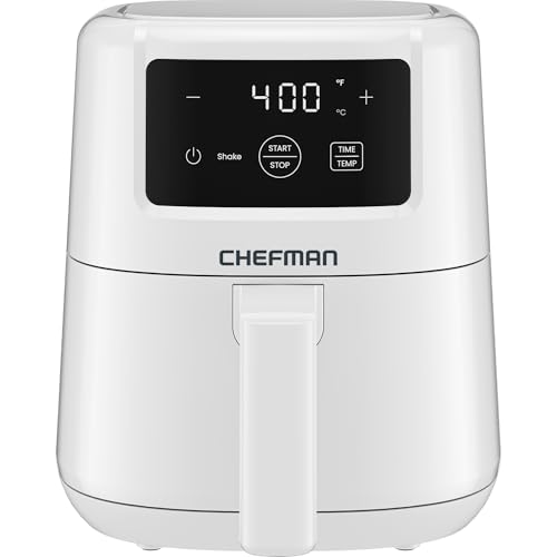 CHEFMAN 2 Qt Mini Air Fryer – Digital Space-Saving Compact Air Fryer with Nonstick and Dishwasher Safe Basket, Quick & Easy Meals in Minutes, Features Digital Timer and Shake Reminder – White
