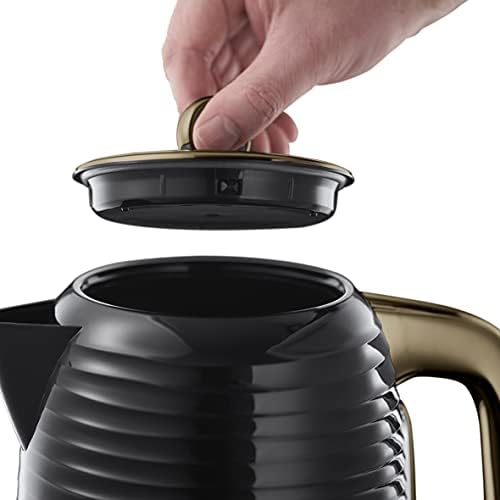 Russell Hobbs 24365 Inspire Electric Fast Boil Kettle, 3000W, 1.7 Litre, Black with Brass Accents