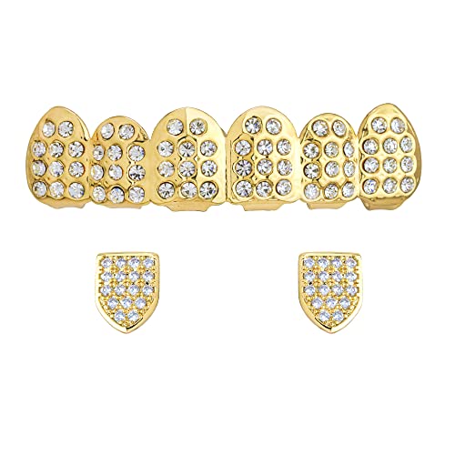 18K Gold Plated Gold Finish 6 Top Teeth 6 Bottom, Single