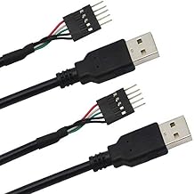GINTOOYUN 5 Pin Motherboard Header to USB A, Dupont IDC 5-Pin to USB 2.0 Male Extender Adapter Cable-2PCS1FT